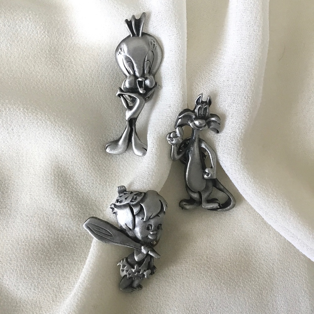 Vintage Tweety Bird, Sylvester The Cat, & Bamm-Bamm Rubble Pins